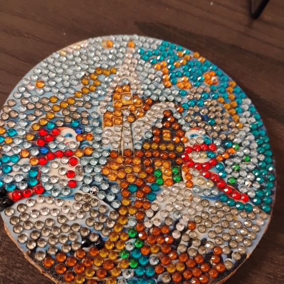 Holiday  Rhinestone Artwork Coasters/w Rack - Picture 8 of 10